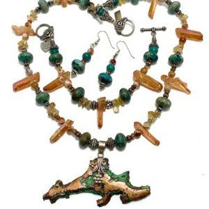 Handmade Jewelry Set by Surdigirl - Michigan Splash Copper, Quartz, Jasper,